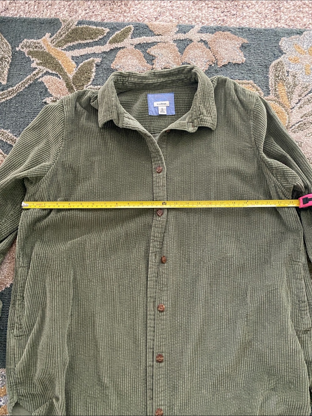 L.L Bean Comfort Corduroy Relaxed Tunic Shirt Buttoned front with pockets XL - Picture 4 of 5